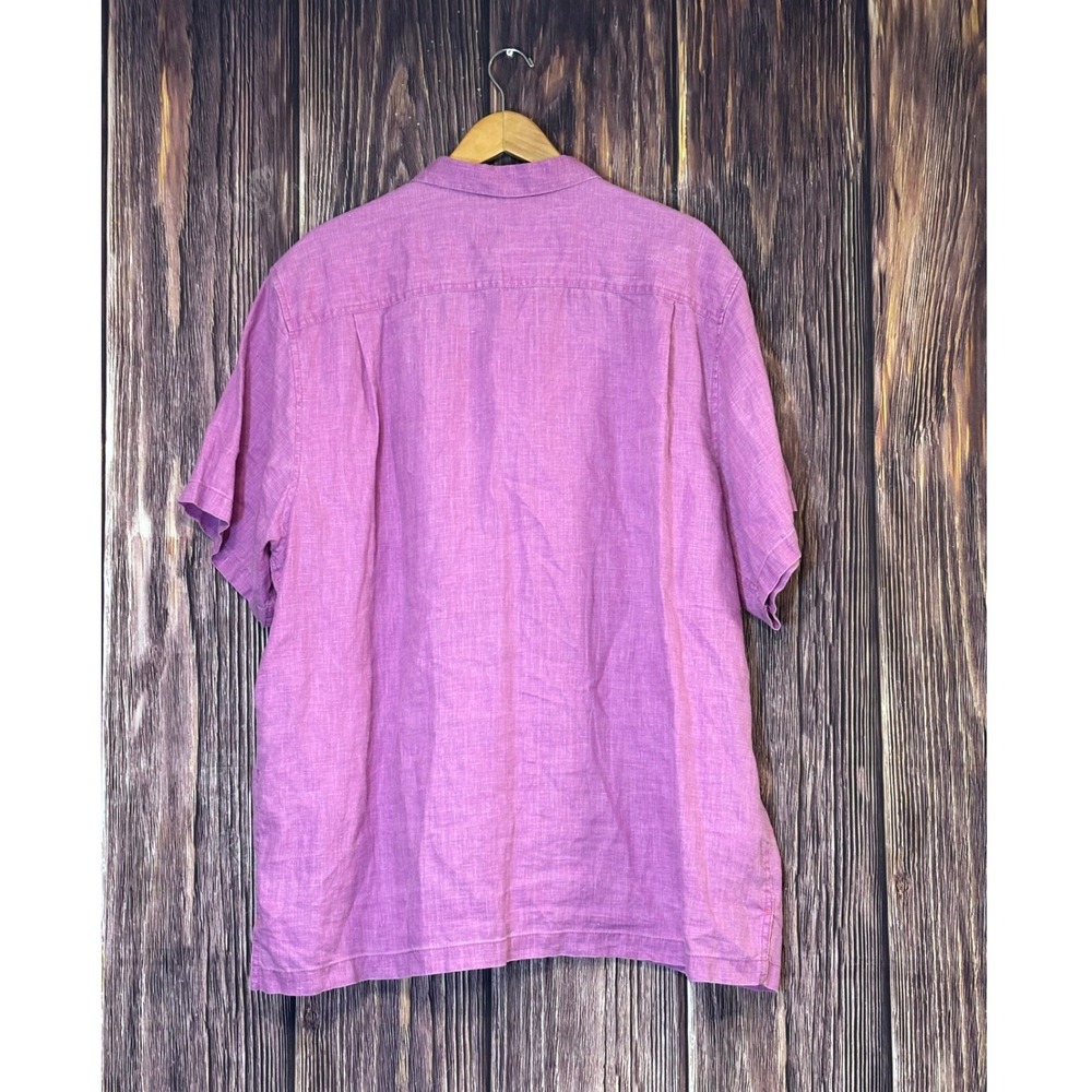 Tommy Bahama Shirt Mens XXL Purple 100% Linen Short Sleeve Button Down Camp - Picture 3 of 16